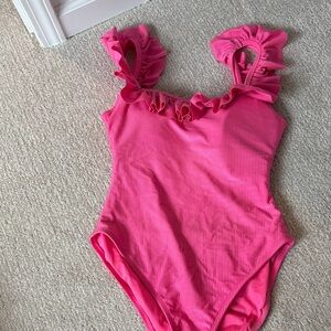 Lilly Pulitzer Ruffled One-Piece Swimsuit in Bright Pink size 12